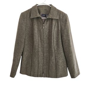 Hillard and Hanson Womens Wool Blend Chevron Herringbone Full Zip Blazer Size 12
